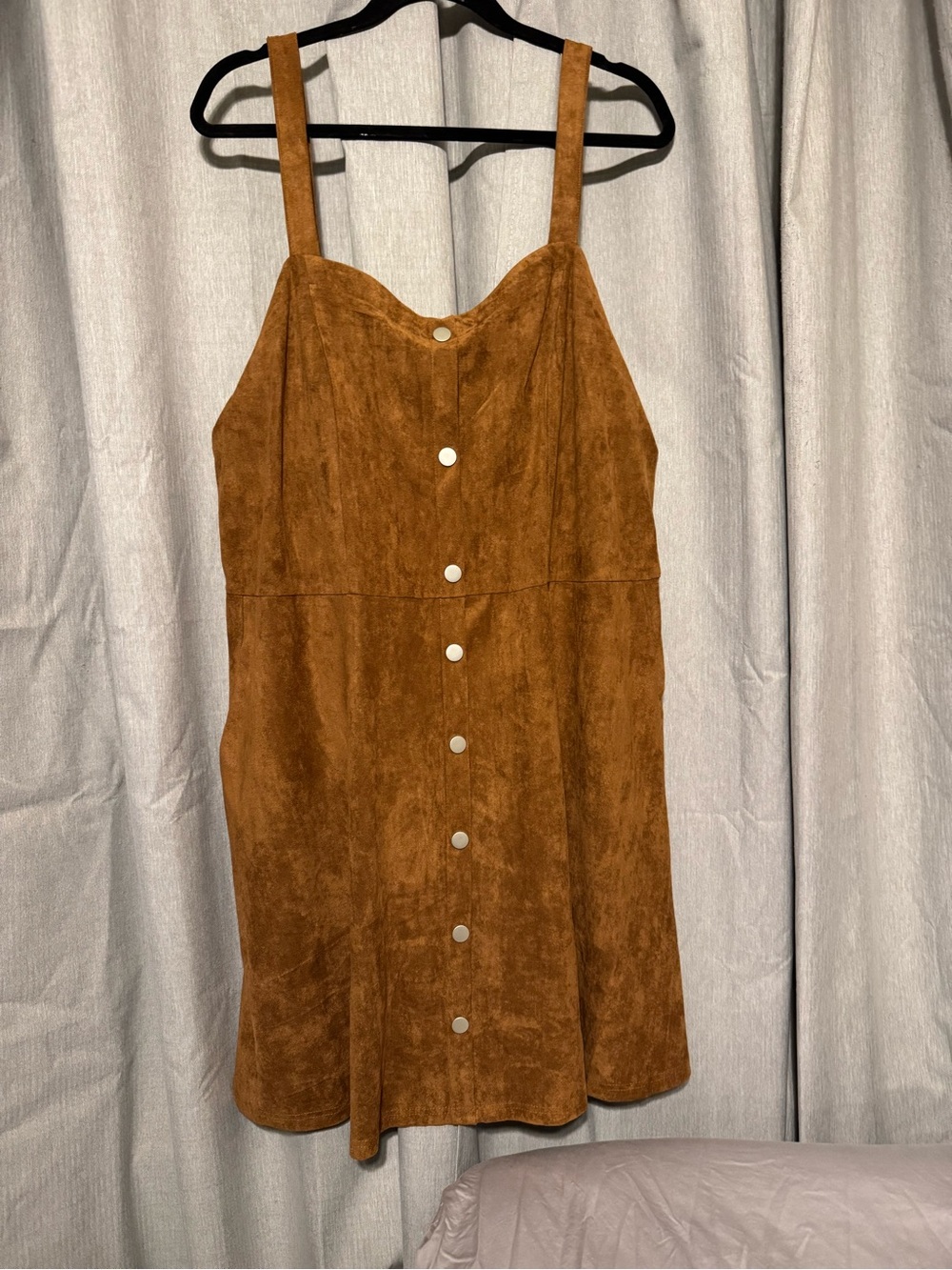 BloomChic Rust Brown Suede Button-Front Mini Dress